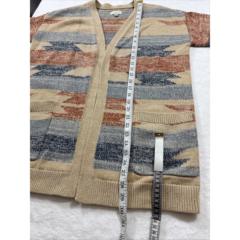 Lucky Brand‎ Women's M Aztec Print Open Front Cardigan Sweater Pockets - Picture 10 of 11